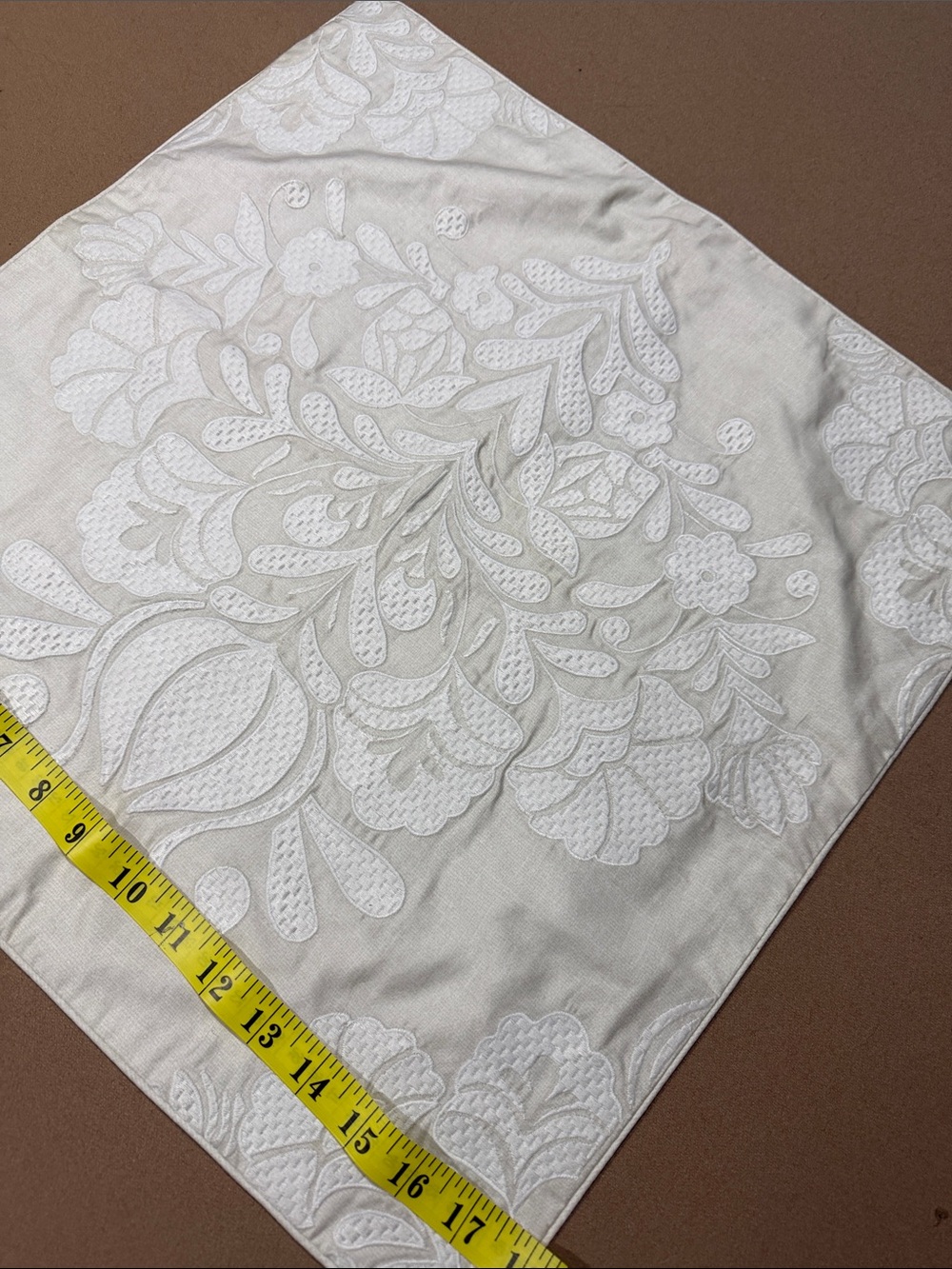 New White Embroidered grey/white  Floral Square decative pillowcase  18x18